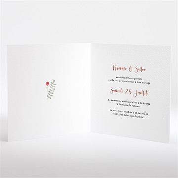Faire-part mariage douceur printanière - Intérieur du faire-part