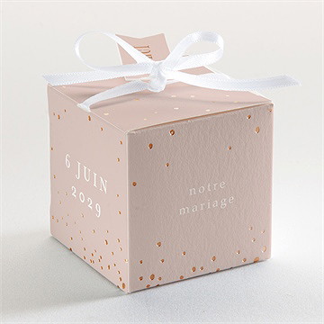 Boîte de dragées mariage rose gold - Dos de la boîte