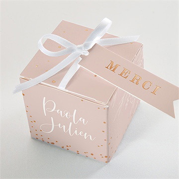 Boîte de dragées mariage rose gold - Dessus de la boîte