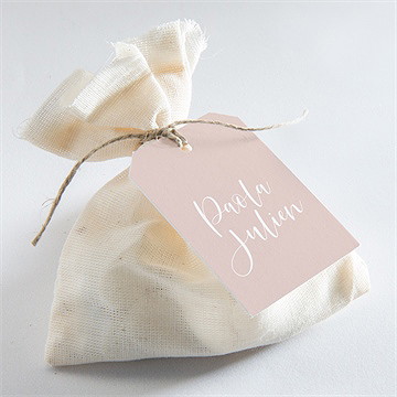 Etiquette mariage rose gold - Mise en situation