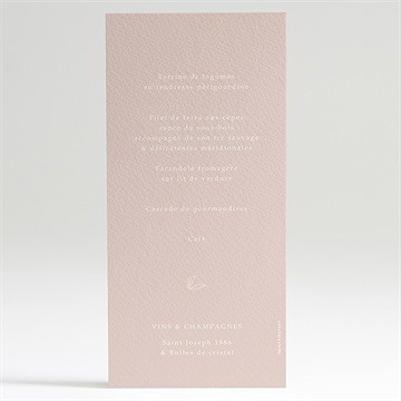 Menu mariage rose gold - Dos du menu