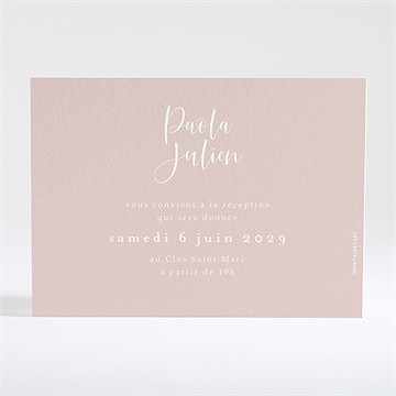 Carton d'invitation mariage rose gold - Dos du carton