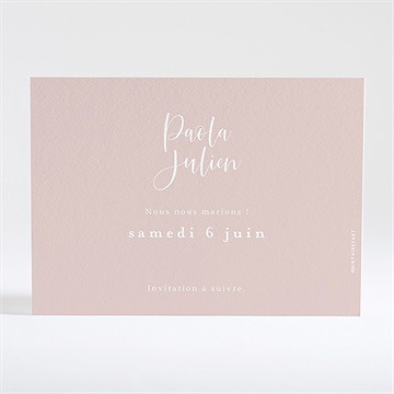 Save the Date mariage rose gold - Dos de la carte