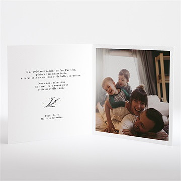 Carte de voeux voeux jolie gravure et cordon - Intérieur de la carte