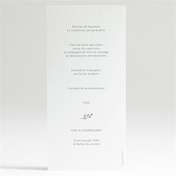 Menu mariage elégante poésie - Dos du menu