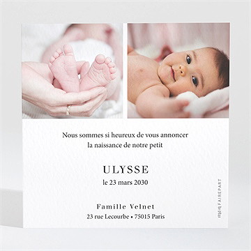 Faire-part naissance ulysse - Dos du faire-part
