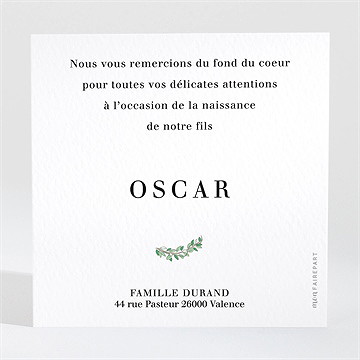 Remerciement naissance doux rêveur - Dos de la carte