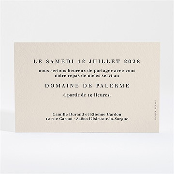 Carton d'invitation mariage un grand jour - Dos du carton