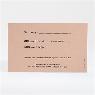 Carton réponse mariage follement oui - Dos de la carte
