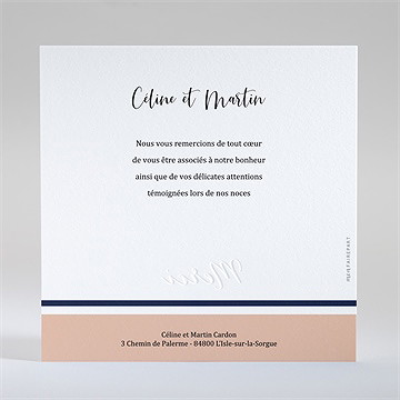 Remerciement mariage follement oui - Dos de la carte