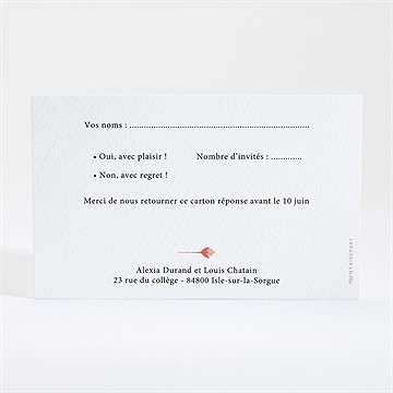 Carton réponse mariage folie printanière - Dos du carton