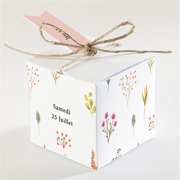 Boîte de dragées mariage folie printanière - Dos de la boîte