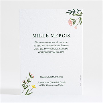 Remerciement mariage encadrés - Dos de la carte