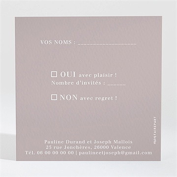Carton réponse mariage nuances - Dos de la carte