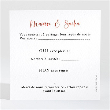 Carton réponse mariage douceur printanière - Dos du carton