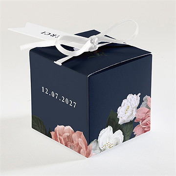 Boîte de dragées mariage fleurs de nuit - Dos de la boîte