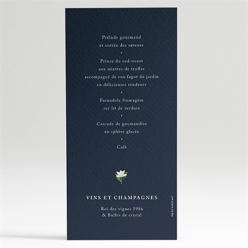 Menu mariage fleurs de nuit - Dos du menu