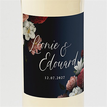 Etiquette de bouteille mariage fleurs de nuit