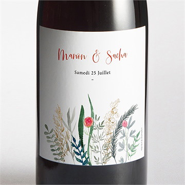 Etiquette de bouteille mariage douceur printanière