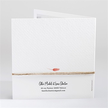 Faire-part mariage art champêtre - Dos du faire-part