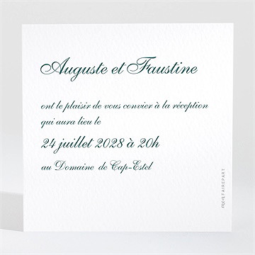 Carton d'invitation mariage monogramme - Dos du carton