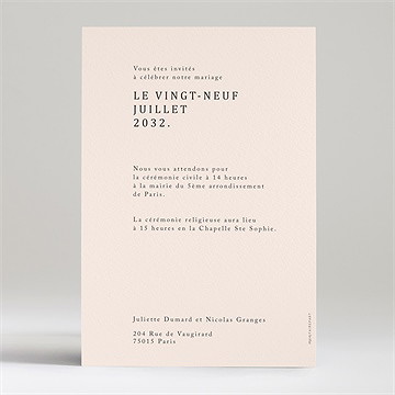 Faire-part mariage tendres - Dos du faire-part