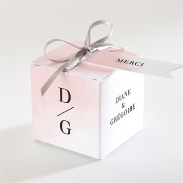 Boîte de dragées mariage black et pastel