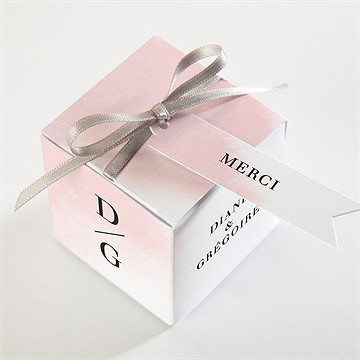 Boîte de dragées mariage black et pastel - Dessus de la boîte