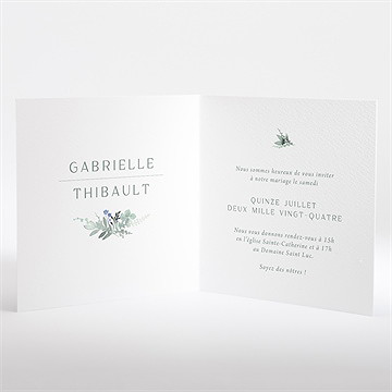 Faire-part mariage poésie d'aquarelle initiales - Intérieur du faire-part