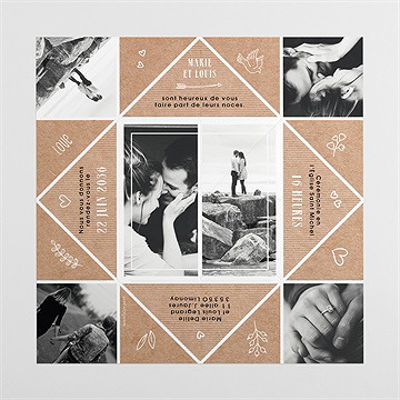 Faire-part mariage myriade - Intérieur de la cocotte dépliée