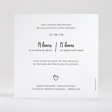 Faire-part mariage juste nous - Dos du faire-part