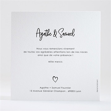 Remerciement mariage juste nous - Dos de la carte