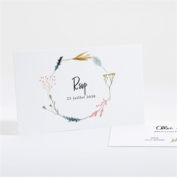 Carton réponse mariage art champêtre rond