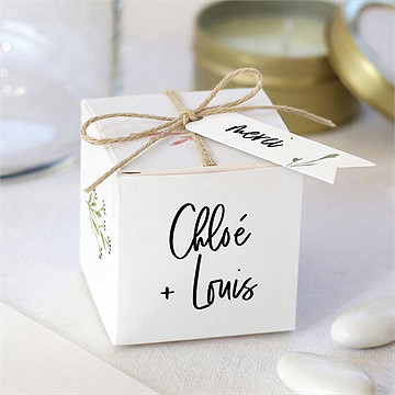 Boîte de dragées mariage art champêtre