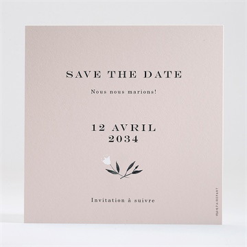 Save the Date mariage en rose et blanc - Dos de la carte