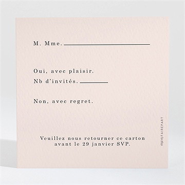 Carton réponse mariage en rose et blanc - Dos du carton