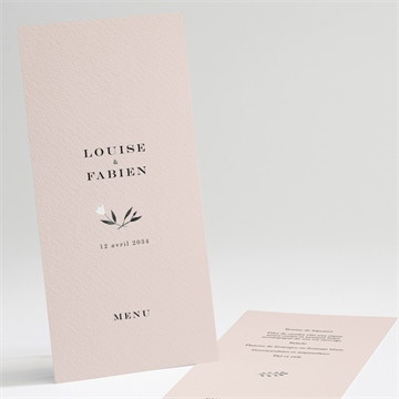 Menu mariage en rose et blanc