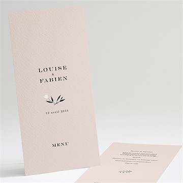 Menu mariage en rose et blanc