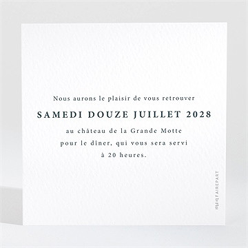 Carton d'invitation mariage en relief - Dos du carton