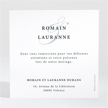 Remerciement mariage en relief - Dos de la carte