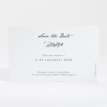 Save the Date mariage feuillages - Dos de la carte