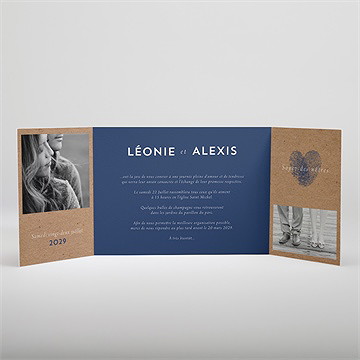 Faire-part mariage uniques empreintes - Intérieur du faire-part