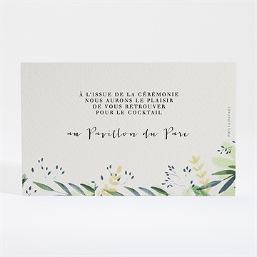 Carton d'invitation mariage univers végétal - Dos du carton