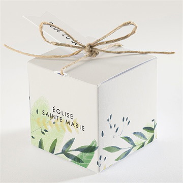 Boîte de dragées mariage univers végétal - Dos de la boîte