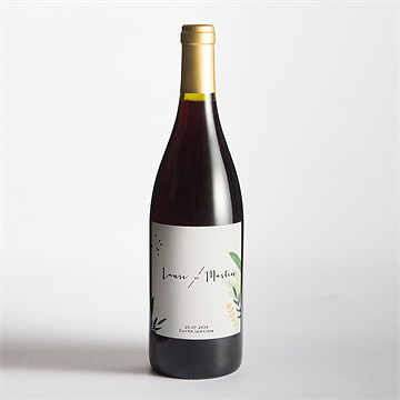 Etiquette de bouteille mariage univers végétal - Mise en situation