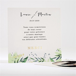 Remerciement mariage univers végétal
