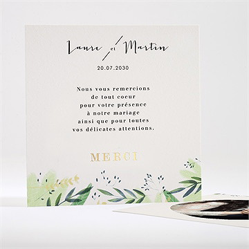 Remerciement mariage univers végétal