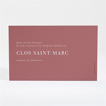 Carton d'invitation mariage élégance rose - Dos du carton