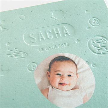 Faire-part naissance sa petite planète - Détail du faire-part