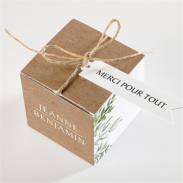 Boîte de dragées mariage nature chic - Dessus de la boîte